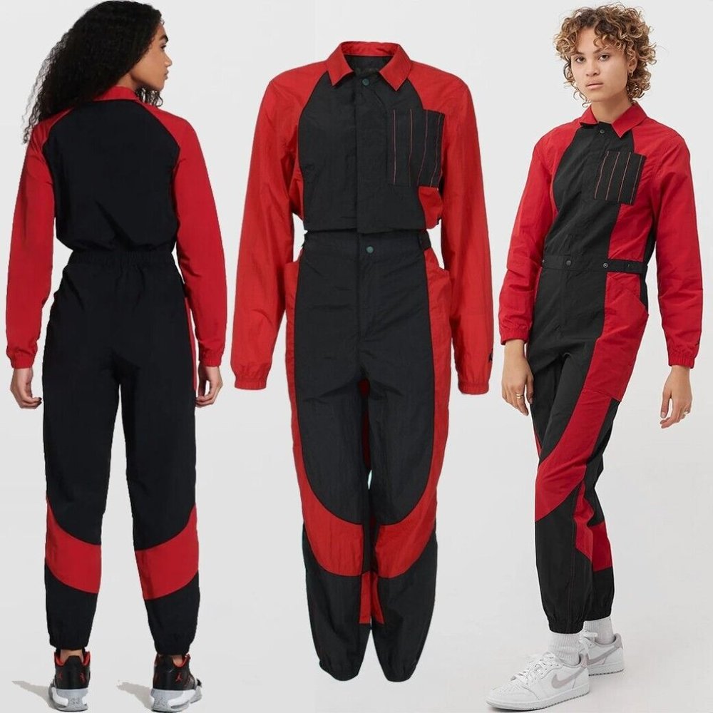 Women X-Small XS Air Jordan Flight Suit Essentials Jumpsuit Red Black